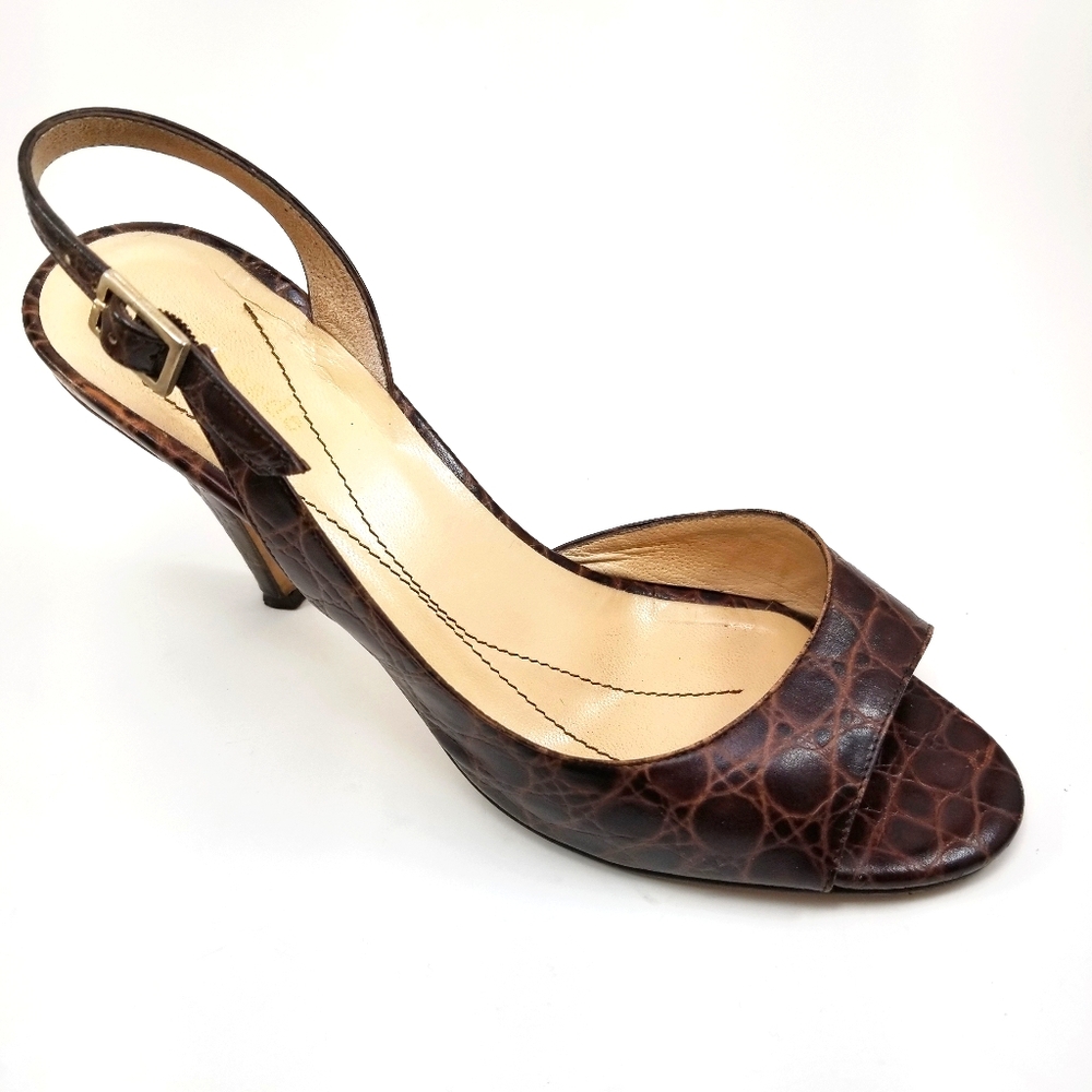 Kate Spade Croc Sling Back Peep Toe Heel Sandal